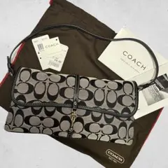 極美品 COACH コーチ アクセサリーポーチ ソーホー シグネチャー 黒