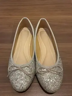 キラキラパンプス☆シルバー☆フラット☆24.5cm