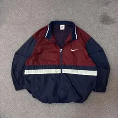 90s NIKE ナイロンジャケット　ドローコード付き　oldnike ネイビー