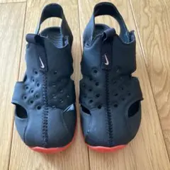 NIKE ナイキ キッズ サンダル サンレイプロテクト　黒 赤 16cm