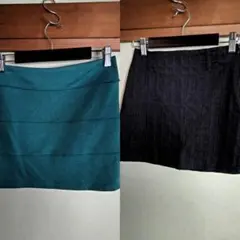 ミニスカート　2着　黒　ターコイズ