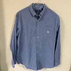CHAPS ギンガムチェック 長袖シャツ ブルー L/G