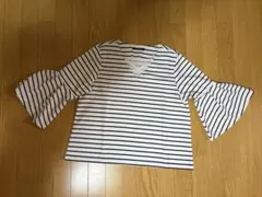 ストライプ フレア袖 シャツ Mサイズ