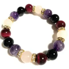 アメジスト ローズクォーツ ピンクタイガーアイ パワーストーン ブレスレット