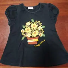 メゾピアノのひまわりの花刺繍Tシャツ