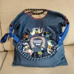 馬柄刺繍 ボールアンドチェーン　ストラップ付き Mサイズ　ネイビーブルー