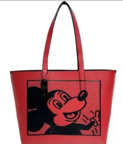 コーチ COACH ミッキー コラボ トートバッグ レッドでお洒落大容量大人気
