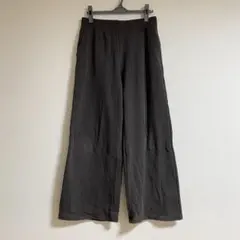 ユニクロ ウォームフリースストレートパンツ ダークブラウン L ワイド イージー
