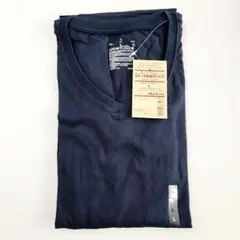MUJI Vネック長袖Tシャツ L ダークネイビー