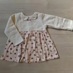 BeBe　花柄フリース長袖ワンピース 80-90