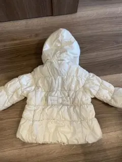 ダウンコート　90 白　ユニクロ  Aライン　リボン