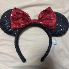 ミニーマウス カチューシャ 黒と赤