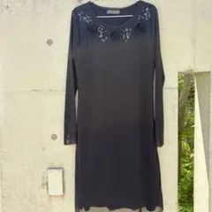 美品 ANNA BASSANI アンナ バッサーニ 長袖ワンピース L ブラックのサムネイル