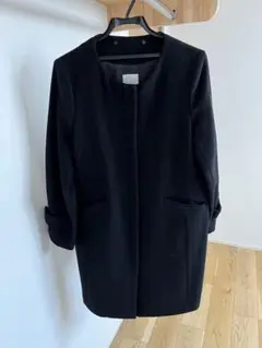 【Vis】蓄熱+静電気防止加工/WOOL100%/マルチWAYノーカラーコート