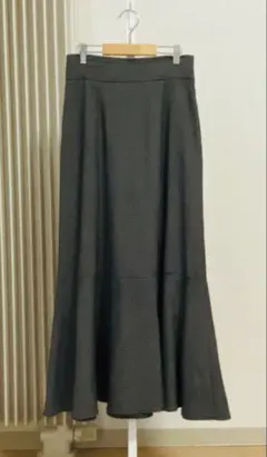 GLOBAL WORK チェック柄フレアロングスカート 黒系