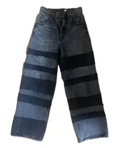 【アズールバイマウジー】美品 パッチワーク ワイド デニム パンツ グレーのサムネイル