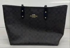 COACH シグネチャー柄トートバッグ ダークブラウン