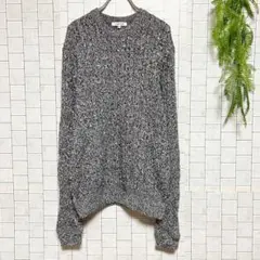 グローバルワーク【M】長袖コットンチャンキーニット セータ ウィメンズ ブラック