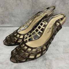 【銀座かねまつ】（24）サンダル メッシュ バックストラップ ブロンズ