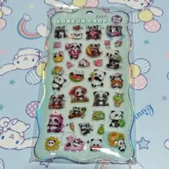 【C】ボンボンドロップシール　☆パンダ 緑☆　3Dシール　ぷくぷくシール