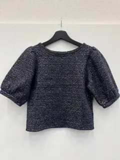Heather スパンコール 薄手ニット パフスリーブ 半袖トップス F 美品のサムネイル
