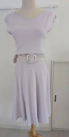 MERCURYDUO マーキュリーデュオ ベルト付フレアニットワンピース