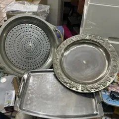 ステンレス　トレー　お盆　昭和レトロ　アンティーク
