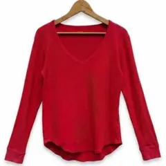 美品 GAP Vネック リブカットソー 長袖 赤 XSのサムネイル