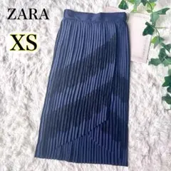 ザラ ベーシック レディース プリーツ ロングスカート ミモレ丈 ネイビー XS