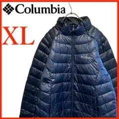 T4490*コロンビア*ダウンジャケット*グース*フェザー*メンズXL*ネイビー
