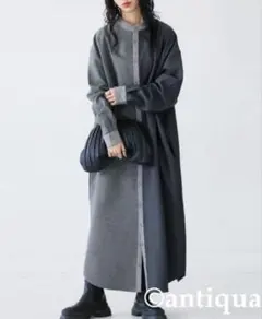 アンティカシャツワンピース ブラック・グレー