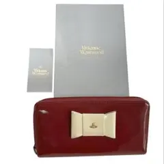 ヴィヴィアンウエストウッド オーブ リボン ラウンドファスナー エナメル 長財布