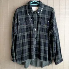 ZARA WOMAN コーデュロイ チェック柄オーバーサイズ シャツ