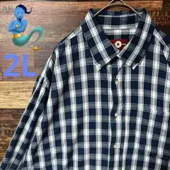 【個性派古着】CONVERSE ネイビー　チェック柄　2L BIGサイズ