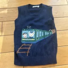 familiar 電車刺繍 ノースリーブベスト 100cm