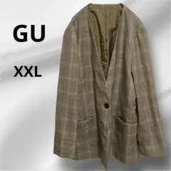 【GUジーユー】ベージュ系チェック テーラードジャケット✨XXL✨未使用
