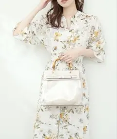 natural coutureフラワージャガードプチハイパイピングワンピース