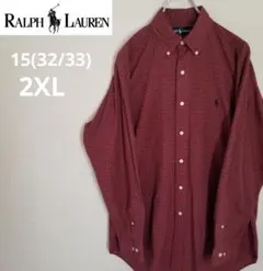 古着RalphLauren ラルフローレン長袖 チェック L（2XL～）ゆるだぼ