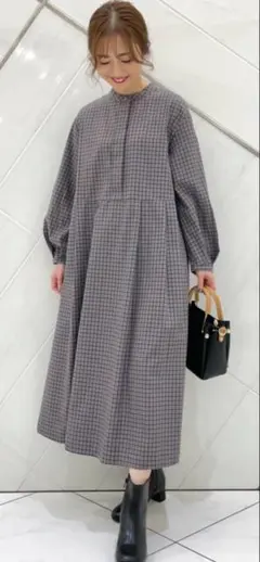 アーバンリサーチドアーズ チェック柄バルーンスリーブワンピ