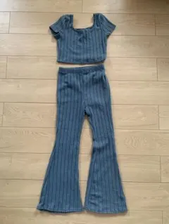 新品未使用　SHEIN リブ編みセットアップ 10Y グリーン