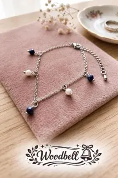 B-278】ラピスラズリ2.5花 ブレスレット ハンドメイド テテ V ビーズ