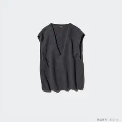 ユニクロ Lサイズ 3DスフレヤーンＶネックベスト ダークグレー
