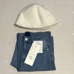 【新品】大人気 岡部あゆみさんコラボ ワイドストレートデニムパンツ ブルーXS