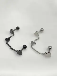 片耳用ピアス / ボディピアス / 軟骨ピアス ハート＆チェーン まとめ売り