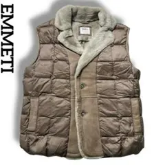 【高級】EMMETI ムートン ベスト ダウン アウター 羊革 46 ルード
