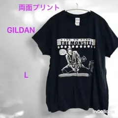 USA古着 GILDAN モンスターT 両面プリント 黒 L