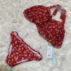 【merci rue メルシーリュー】超可愛い ホルターネックビキニ レッドM