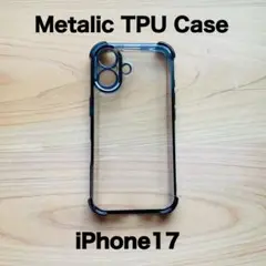 【iPhone17】 TPU メタリックケース クリア ブラック