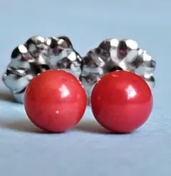 純チタンスタッド(赤珊瑚4㎜)