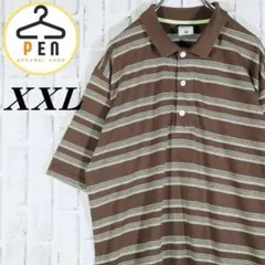 【レトロ古着】ポロシャツ コロンビア ランダムボーダー キングサイズ 2XL